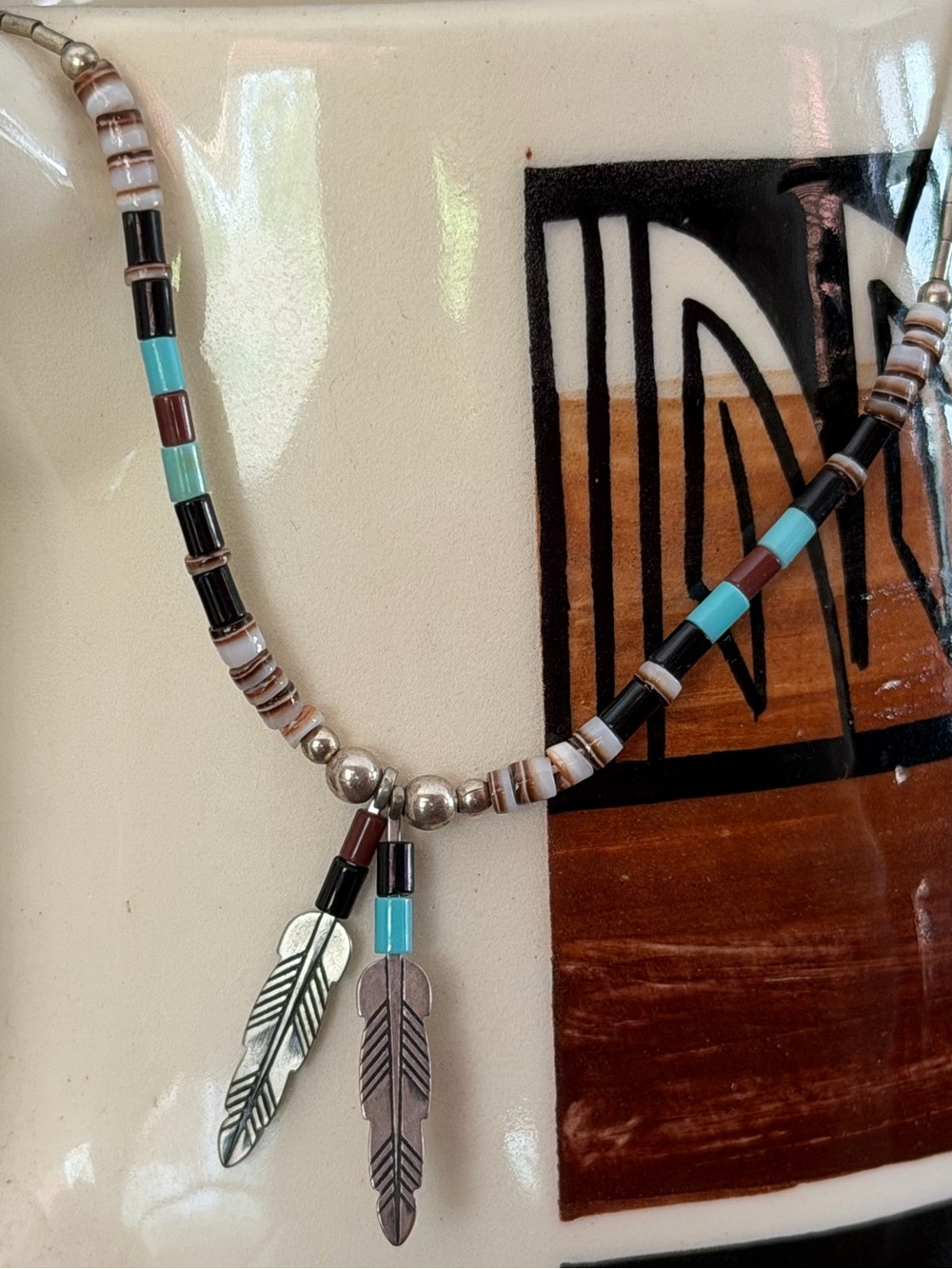 ♥️Liquid Silver Southwest sterling silver feather necklace